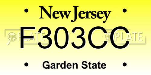 F303CC New Jersey License Plate