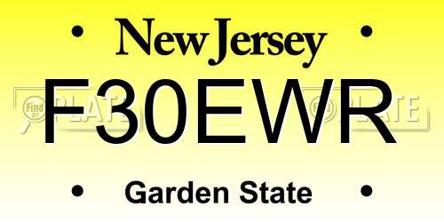 F30EWR New Jersey License Plate