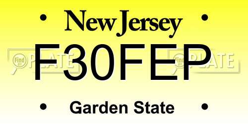 F30FEP New Jersey License Plate