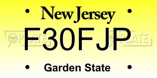 F30FJP New Jersey License Plate