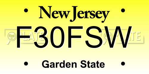 F30FSW New Jersey License Plate