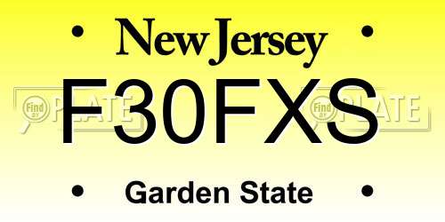 F30FXS New Jersey License Plate