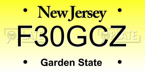F30GCZ New Jersey License Plate