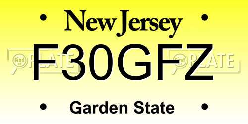F30GFZ New Jersey License Plate