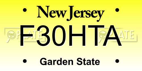 F30HTA New Jersey License Plate