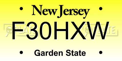 F30HXW New Jersey License Plate