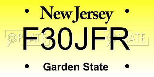 F30JFR New Jersey License Plate