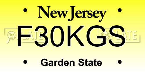 F30KGS New Jersey License Plate