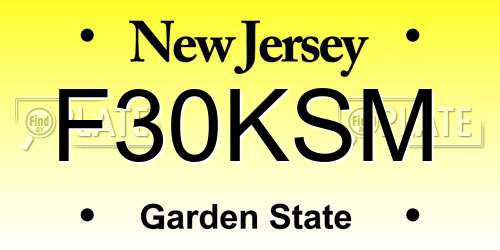 F30KSM New Jersey License Plate
