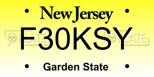 F30KSY New Jersey License Plate
