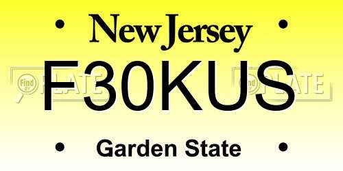 F30KUS New Jersey License Plate
