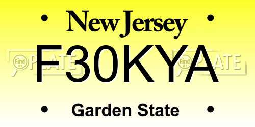F30KYA New Jersey License Plate