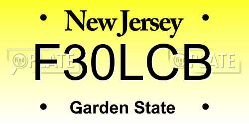 F30LCB New Jersey License Plate