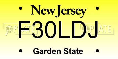 F30LDJ New Jersey License Plate