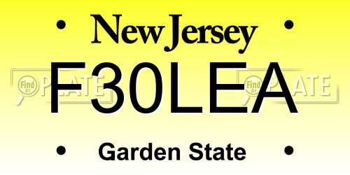F30LEA New Jersey License Plate