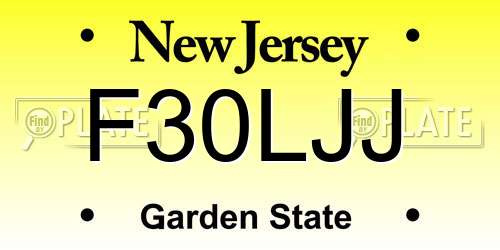 F30LJJ New Jersey License Plate