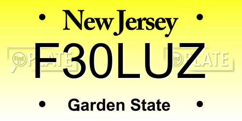 F30LUZ New Jersey License Plate