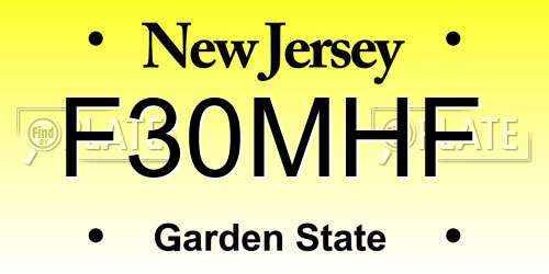 F30MHF New Jersey License Plate