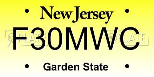 F30MWC New Jersey License Plate