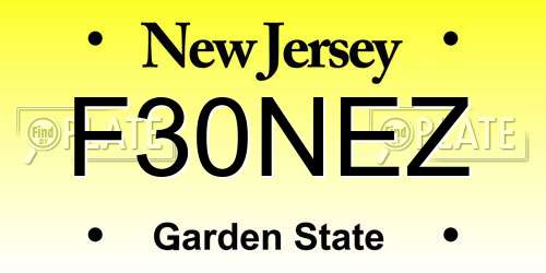 F30NEZ New Jersey License Plate