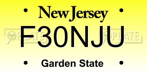 F30NJU New Jersey License Plate