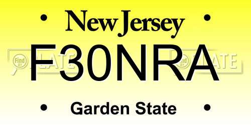 F30NRA New Jersey License Plate