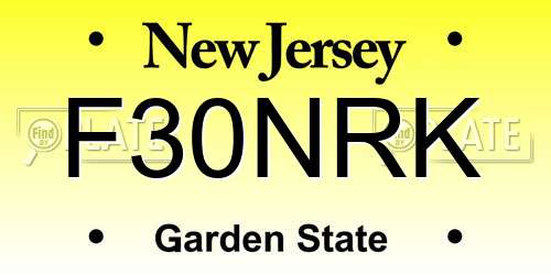 F30NRK New Jersey License Plate
