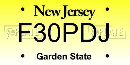 F30PDJ New Jersey License Plate