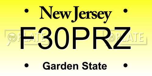 F30PRZ New Jersey License Plate