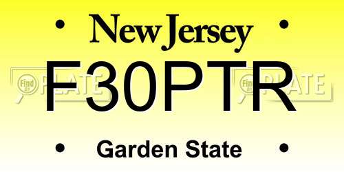 F30PTR New Jersey License Plate