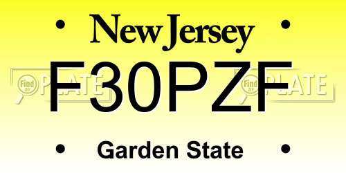 F30PZF New Jersey License Plate