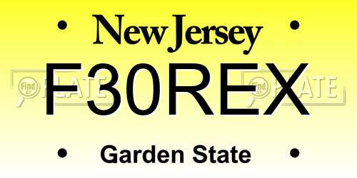 F30REX New Jersey License Plate