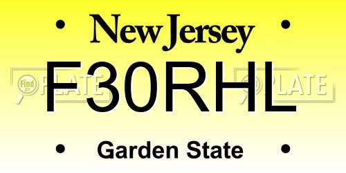 F30RHL New Jersey License Plate