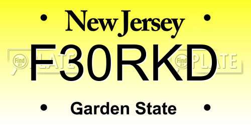 F30RKD New Jersey License Plate