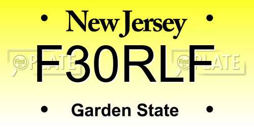F30RLF New Jersey License Plate