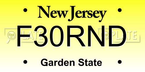 F30RND New Jersey License Plate