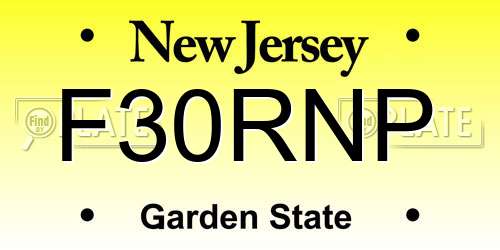 F30RNP New Jersey License Plate