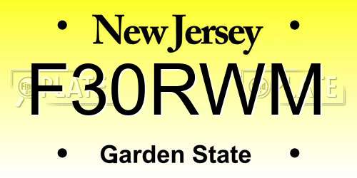 F30RWM New Jersey License Plate