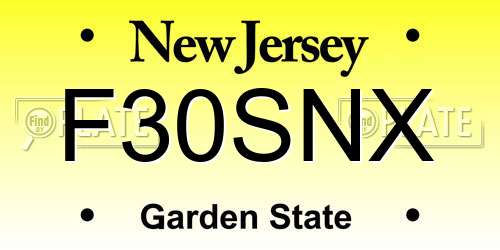 F30SNX New Jersey License Plate