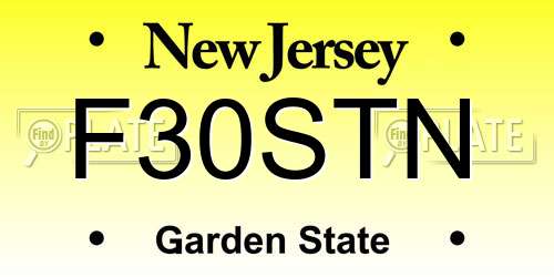 F30STN New Jersey License Plate