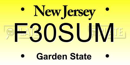 F30SUM New Jersey License Plate