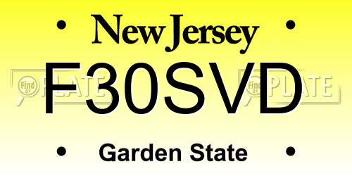F30SVD New Jersey License Plate