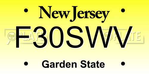 F30SWV New Jersey License Plate