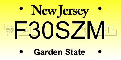 F30SZM New Jersey License Plate