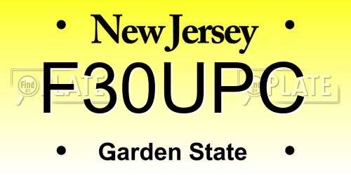 F30UPC New Jersey License Plate