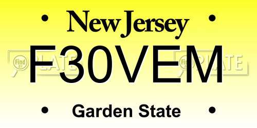 F30VEM New Jersey License Plate