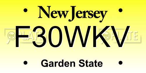 F30WKV New Jersey License Plate