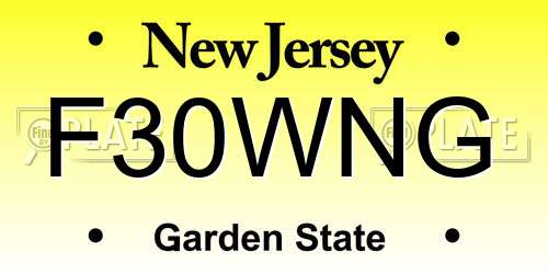 F30WNG New Jersey License Plate