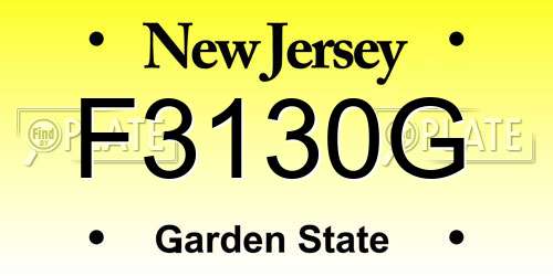 F3130G New Jersey License Plate