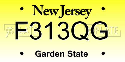 F313QG New Jersey License Plate